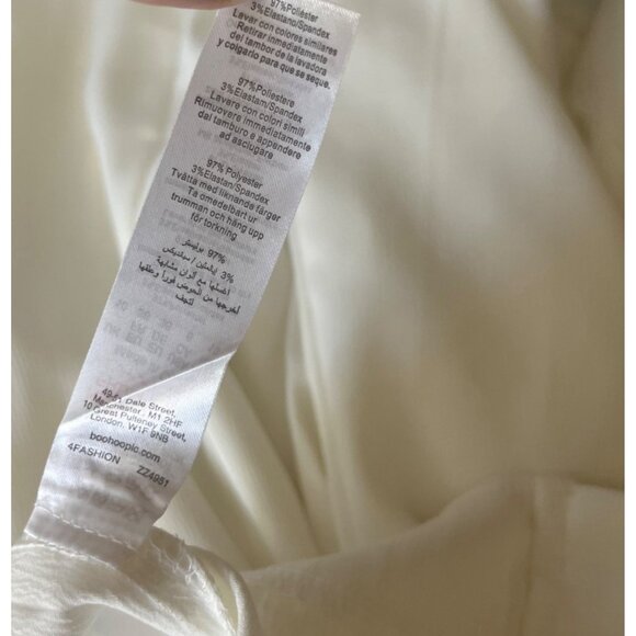 Pretty Little Thing Wide Leg Silky Pants Womens Size 6 Cream Front Tie New - Picture 9 of 11